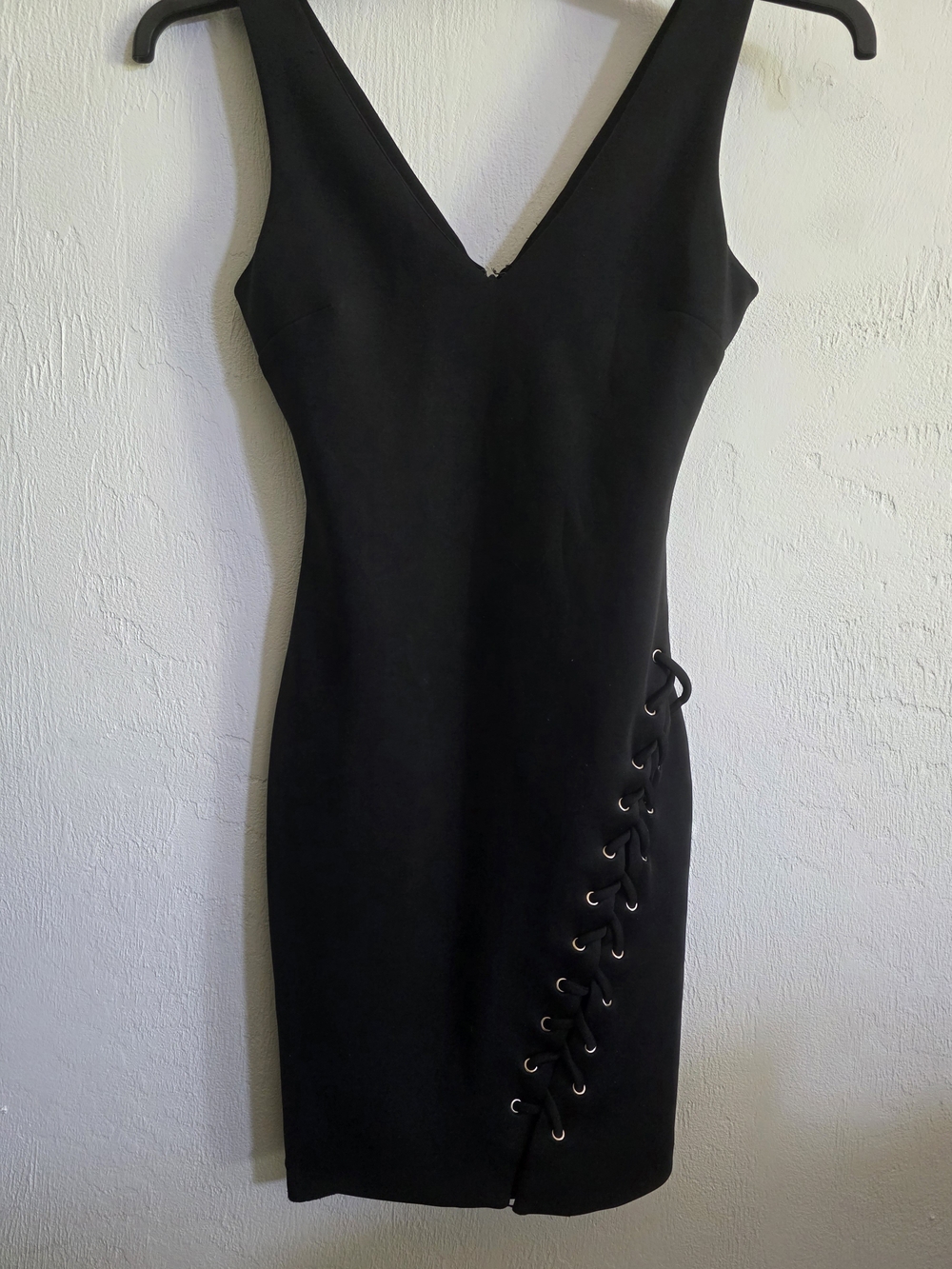 GUESS Los Angeles Black Side Lace Up Mini Dress - Edgy LBD Bodycon